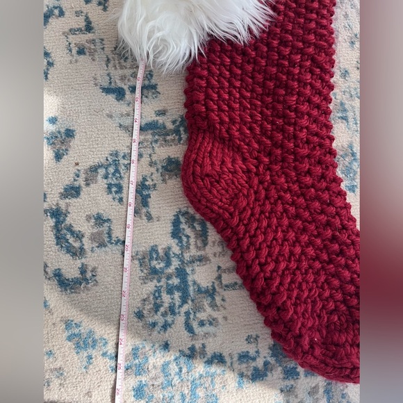 Pottery Barn Red Knit Stocking with White Fur Trim, Large - Picture 3 of 3